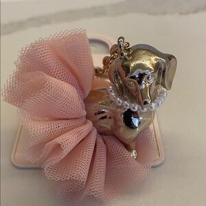 Anthropologie Silver and Pink Dachshund Dog Charm